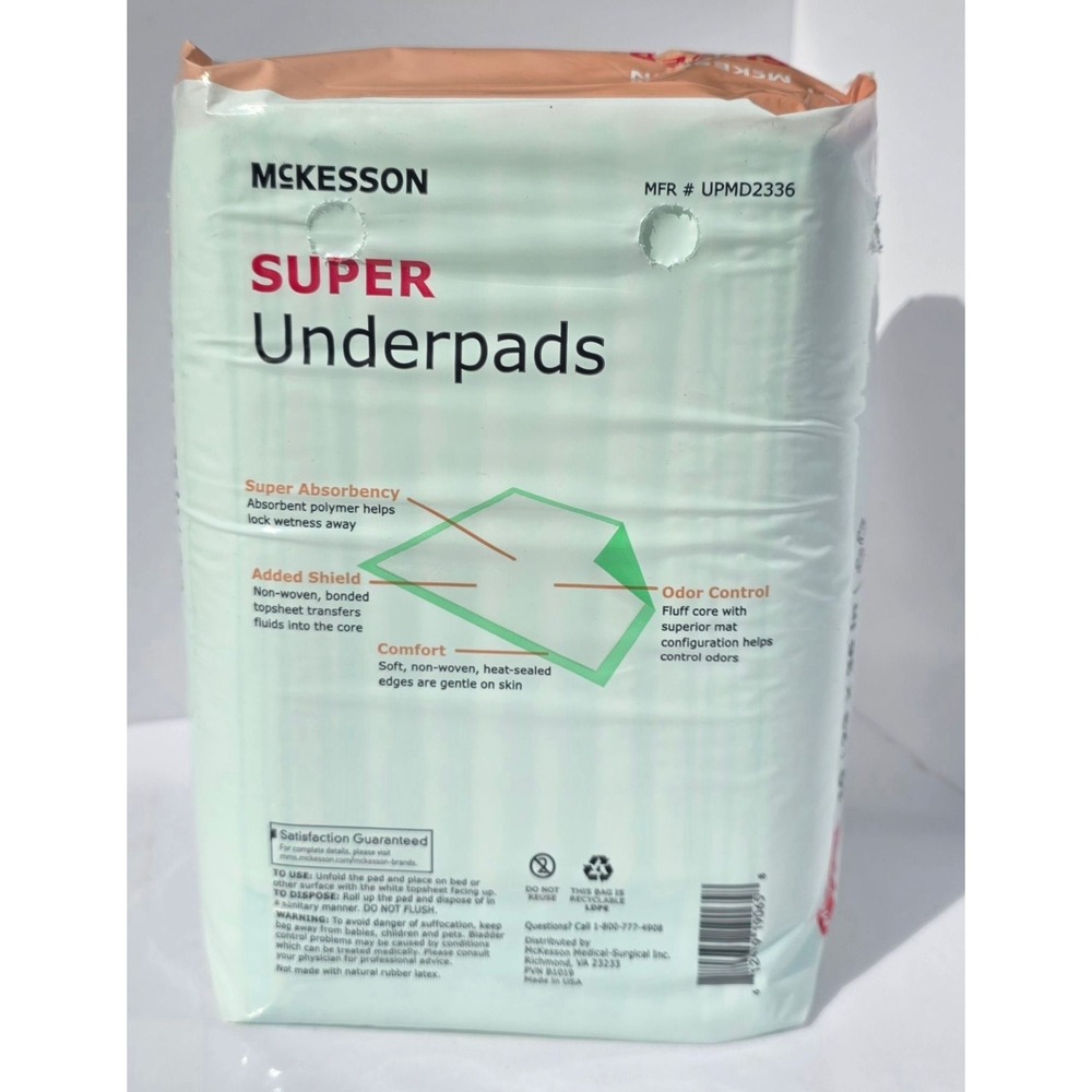 MCKESSON Super Underpads 23x36 Moderate Absorbency Disposable 10 Pack - Picture 4 of 11